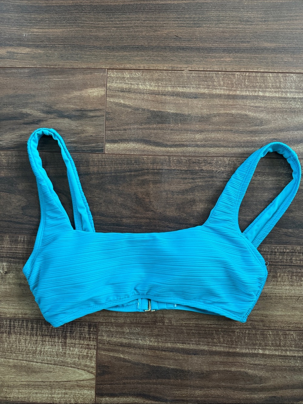 Salt + Cove Turquoise Ribbed Scoop Bikini Top